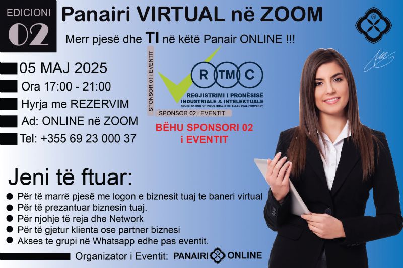 Reklamo biznesin te Panairi Virtual, Edicioni i dyte Panairi Virtual, baner virtual, evente online per bizneset dhe network, Event Virtual, Promovim Online, Sponsor virtual, reklamohu si Sponsor te Panairi Virtual